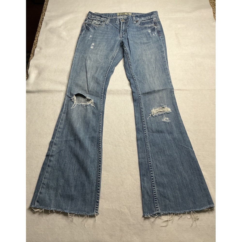 Victoria's Secret PINK Distressed Flare Jeans Blue Denim Women Size 2 Short